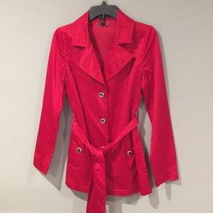 Red pea coat